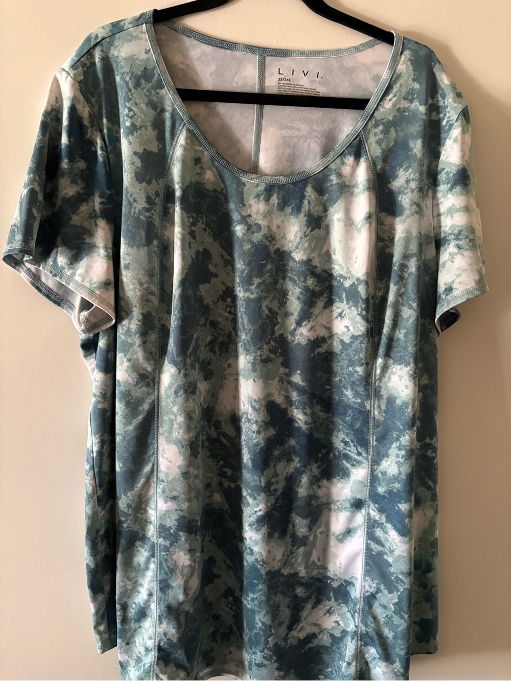 Women's Blue Tie-Dye Scoop Neck Top